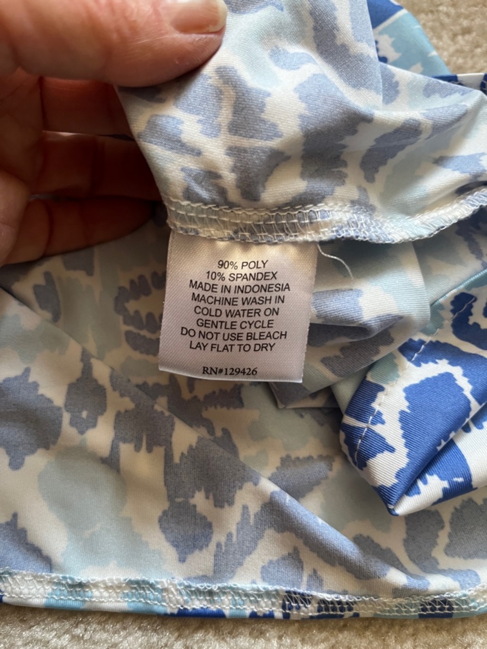 La Mer Luxe Blue & White Printed dress sz L - Picture 4 of 4